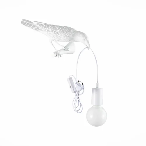 Бра с выключателем в розетку Gavi SLE115301-01 Evoluce без плафона на 1 лампа, основание белое в стиле современный птички фото 2