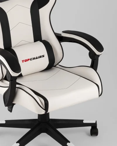 Кресло спортивное TopChairs Shadow, бело-черный УТ000039462 Stool Group, белый/экокожа, ножки/полимер/чёрный, размеры - 1170*1270***710*710 фото 2