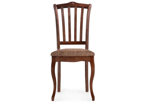Деревянный стул Виньетта орех / мерц белый люкс 505471 Woodville, коричневый/ткань, ножки/массив березы дерево/орех, размеры - ****430*550 фото 2