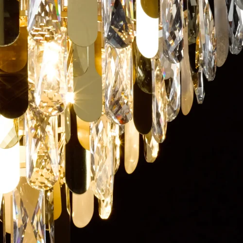 Люстра подвесная Бриз 111013306 DeMarkt прозрачная на 6 ламп, основание золотое в стиле классический арт-деко  фото 4