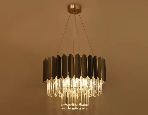 Люстра подвесная Traditional TR5297 Ambrella light прозрачная на 7 ламп, основание золотое в стиле классический  фото 6