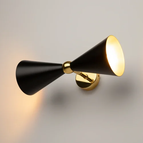 Бра Vesper MOD108WL-02GB Maytoni чёрный на 2 лампы, основание золотое в стиле современный арт-деко фото 9