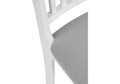 Деревянный стул Фрезино серый велюр / белый 515972 Woodville, серый/велюр, ножки/массив бука/белый, размеры - ****400*500 фото 6