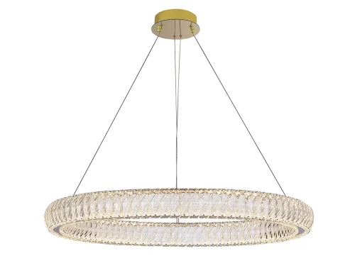 Люстра подвесная LED 8291/80 gold Newport прозрачная на 1 лампу, основание золотое в стиле современный кольца