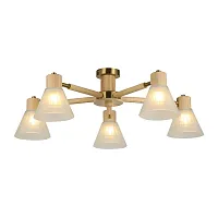 Люстра потолочная Meleph A4096PL-5BR Arte Lamp белая на 5 ламп, основание коричневое в стиле классика 