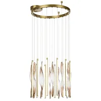 Люстра подвесная Спира (Spira) 5468/66L Odeon Light бежевая коричневая на 1 лампу, основание латунь в стиле классический современный Люстра подвесная Спира (Spira) 5468/66L Odeon Light бежевая коричневая на 1 лампу, основание латунь в стиле классический современный