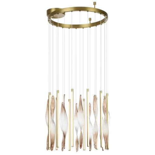 Люстра подвесная Спира (Spira) 5468/66L Odeon Light бежевая коричневая на 1 лампу, основание латунь в стиле классический современный 