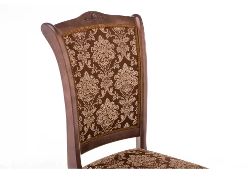 Деревянный стул Луиджи орех / шоколад 318617 Woodville, шоколад/ткань, ножки/массив березы дерево/орех, размеры - ****440*520 фото 8