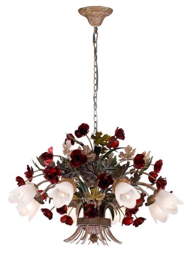 Люстра подвесная Fiori di rose 1760.8 Lucia Tucci белая на 8 ламп, основание разноцветное золотое в стиле прованс флористика Люстра подвесная Fiori di rose 1760.8 Lucia Tucci белая на 8 ламп, основание разноцветное золотое в стиле прованс флористика