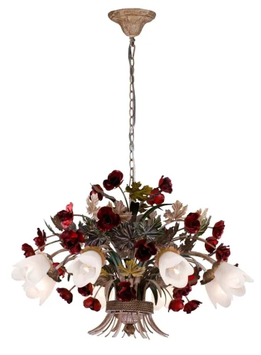 Люстра подвесная Fiori di rose 1760.8 Lucia Tucci белая на 8 ламп, основание разноцветное золотое в стиле флористика прованс 