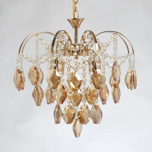 Люстра подвесная Бриз 111014504 DeMarkt янтарная прозрачная на 4 лампы, основание золотое в стиле классический  фото 5