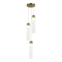 Светильник подвесной LED Champagne SL6236.303.03 ST-Luce прозрачный на 3 лампы, основание латунь в стиле современный каскад