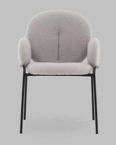 Стул с подлокотниками Моллек букле светло-серый УТ000041635 Stool Group, серый/букле, ножки/сталь/чёрный, размеры - ***** фото 2