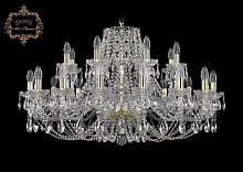 Люстра подвесная хрустальная 11.21.16+8.360.Gd.Sp Bohemia Art Classic прозрачная на 24 лампы, основание золотое в стиле классика 