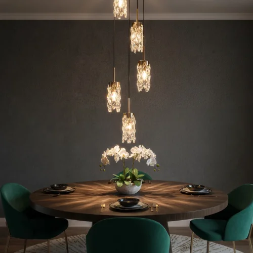 Светильник подвесной Ronin CL326015 Citilux прозрачный на 5 ламп, основание чёрное в стиле классический современный каскад фото 7