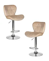 Стул барный набор 2 шт. SET-2 5022-LM BARNY, цвет сиденья бежевый велюр (MJ9-10), цвет основания хромированная сталь Dobrin, /велюр, ножки/металл/хром, размеры - 890*1100***460*540