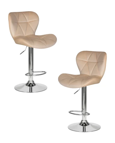Стул барный набор 2 шт. SET-2 5022-LM BARNY, цвет сиденья бежевый велюр (MJ9-10), цвет основания хромированная сталь Dobrin, /велюр, ножки/металл/хром, размеры - 890*1100***460*540