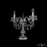 Настольная лампа 1409L/2/141-39 Ni Bohemia Ivele Crystal без плафона 2 лампы, основание прозрачное никель стекло хрусталь металл в стиле классический sp