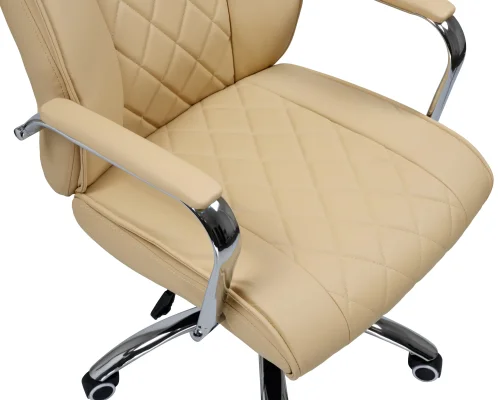 Офисное кресло для руководителей 110B-LMR HARRY, цвет бежевый Dobrin, бежевый/экокожа, ножки/металл/хром, размеры - 1150*1230***670*720 фото 7