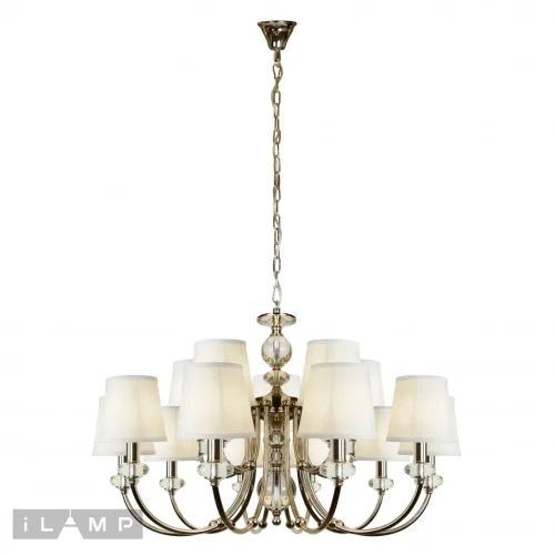 Люстра подвесная Magic P2344-10+5 nic iLamp белая на 15 ламп, основание никель в стиле современный американский 