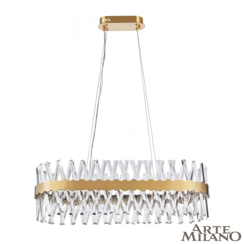 Люстра подвесная LED с пультом AM-Venezia 311096/L800 BS Arte Milano прозрачная на 1 лампу, основание латунь в стиле современный с пультом фото 4