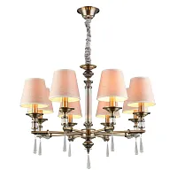 Люстра подвесная Rivoli OML-64213-08 Omnilux бежевая на 8 ламп, основание античное бронза в стиле классический 