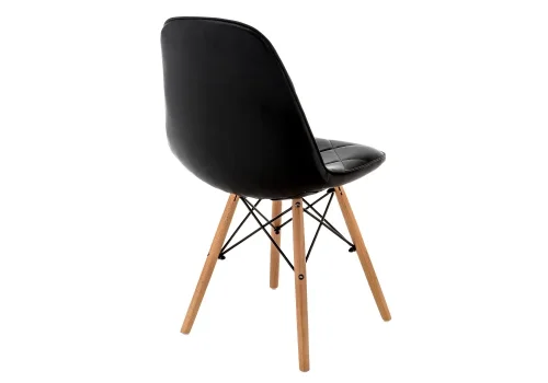 Деревянный стул Kvadro 1 black / wood 15366 Woodville, чёрный/экокожа, ножки/массив бука дерево/натуральный, размеры - ****440*510 фото 4