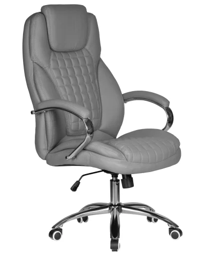 Офисное кресло для руководителей  114B-LMR CHESTER, цвет серый Dobrin, серый/экокожа, ножки/металл/хром, размеры - 1180*1250***680*730 фото 2