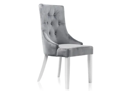 Деревянный стул Elegance white / grey 11585 Woodville, серый/велюр, ножки/дерево/белый, размеры - ****520*580