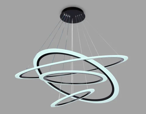 Люстра подвесная LED с пультом FA4365 Ambrella light белая чёрная на 1 лампа, основание чёрное в стиле современный хай-тек с пультом кольца фото 4
