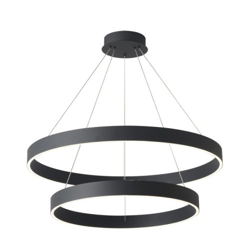 Люстра подвесная ЛЕД с пультом TRON SP123W LED BLACK Crystal Lux белая на 1 лампу, основание чёрное в стиле минимализм кольца с пультом фото 4