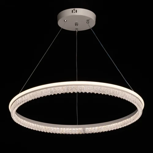 Светильник подвесной LED с пультом Ральф 675016201 DeMarkt прозрачный на 1 лампу, основание белое в стиле кольца с пультом фото 2