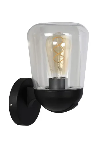 Настенный светильник Tulsa 27837/01/30 Lucide уличный IP44 чёрный 1 лампа, плафон прозрачный в стиле классический E27 фото 2