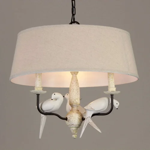 Люстра подвесная LOFT1029A-2 LOFT IT бежевая на 2 лампы, основание коричневое в стиле лофт птички фото 2