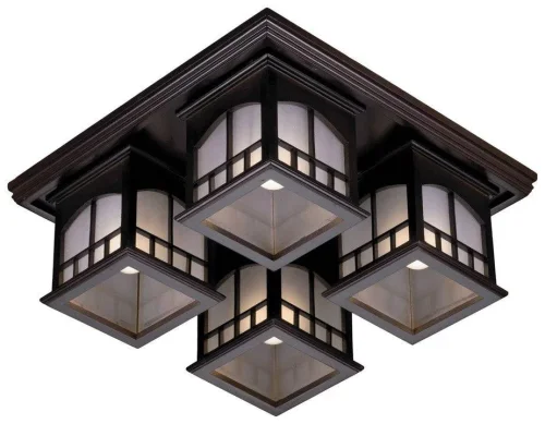 Светильник потолочный 513-727-04 Velante коричневый 4 лампы, основание коричневое в стиле кантри 