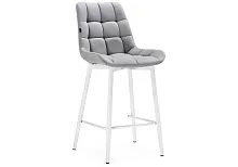 Полубарный стул Алст К светло-серый / белый 502125 Woodville, серый/велюр, ножки/металл/белый, размеры - ****500*560