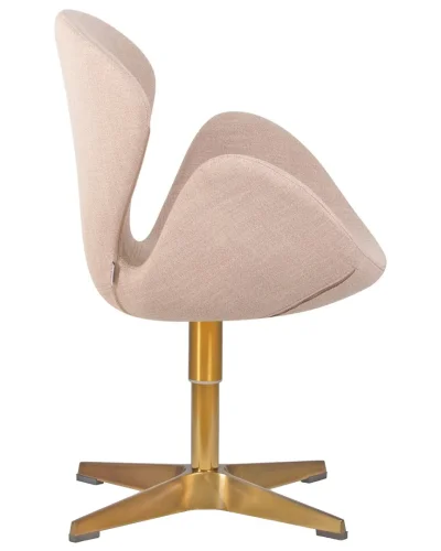 Кресло дизайнерское  69A-LMO SWAN, цвет сиденья бежевый (IF1), цвет основания золото Dobrin, бежевый/ткань, ножки/металл/золотой, размеры - ****710*600 фото 2