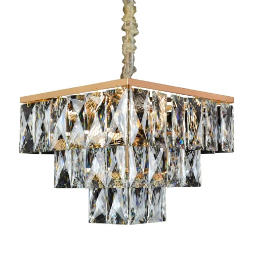 Люстра подвесная хрустальная Arenella OML-72603-06 Omnilux прозрачная на 6 ламп, основание золотое в стиле классика  фото 2