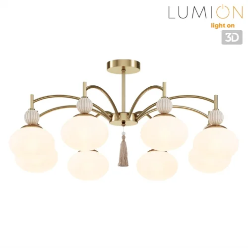Люстра потолочная Gloriya 8272/8C Lumion белая на 8 ламп, основание латунь в стиле классический восточный фото 3