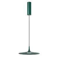 Светильник подвесной LED Sombra 7037/12L Odeon Light зелёный на 1 лампу, основание зелёное в стиле современный хай-тек 