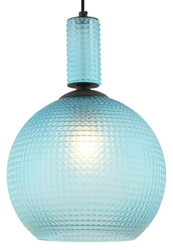 Светильник подвесной Coloure 2128/14/01P Stilfort голубой 1 лампа, основание чёрное в стиле современный шар выдувное фото 2