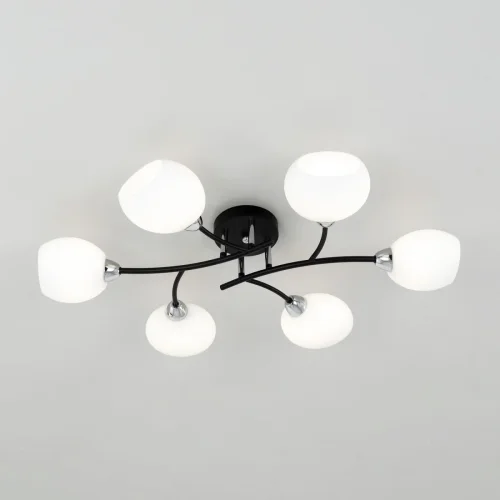Люстра потолочная Флорида CL148165 Citilux белая на 6 ламп, основание чёрное в стиле современный  фото 2