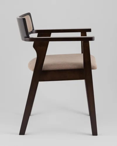 Cтул обеденный МАТС, мягкое сиденье, светло-коричневый УТ000040162 Stool Group, коричневый/текстиль, ножки/массив дерева/коричневый, размеры - ***** фото 3