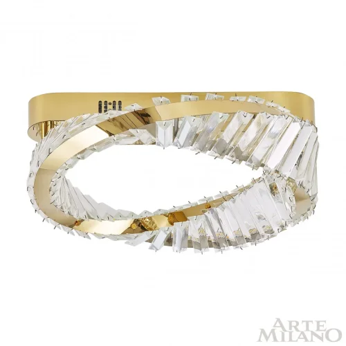 Люстра потолочная LED с пультом AM-Venezia 316223/D400 GD Arte Milano прозрачная на 1 лампу, основание золотое в стиле современный с пультом фото 6