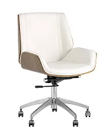 Кресло офисное TopChairs Crown, бежевое УТ000030889 Stool Group, белый/экокожа, ножки/металл/хром, размеры - ****600*620