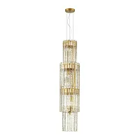 Люстра каскадная Merkale 4938/7 Odeon Light прозрачная на 7 ламп, основание матовое золото в стиле современный 