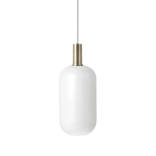 Светильник подвесной Ferm Living Opal Lamp вытянутый 203596-22 ImperiumLoft белый на 1 лампу, основание золотое в стиле современный 