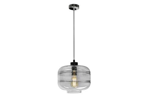 Светильник подвесной Like AP9035-1 GR iLamp серый чёрный 1 лампа, основание хром в стиле современный лофт выдувное