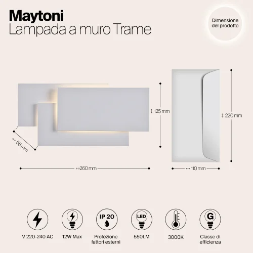Бра LED Trame C804WL-L12W Maytoni белый на 1 лампу, основание белое в стиле современный фото 3