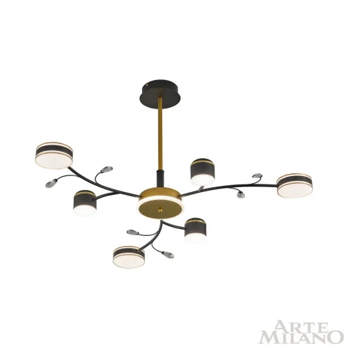 Люстра на штанге LED Ferrara-71040 276240/6+1 BK/GD Arte Milano белая на 1 лампу, основание чёрное в стиле современный фото 8 Люстра на штанге LED Ferrara-71040 276240/6+1 BK/GD Arte Milano белая на 1 лампу, основание чёрное в стиле современный фото 8